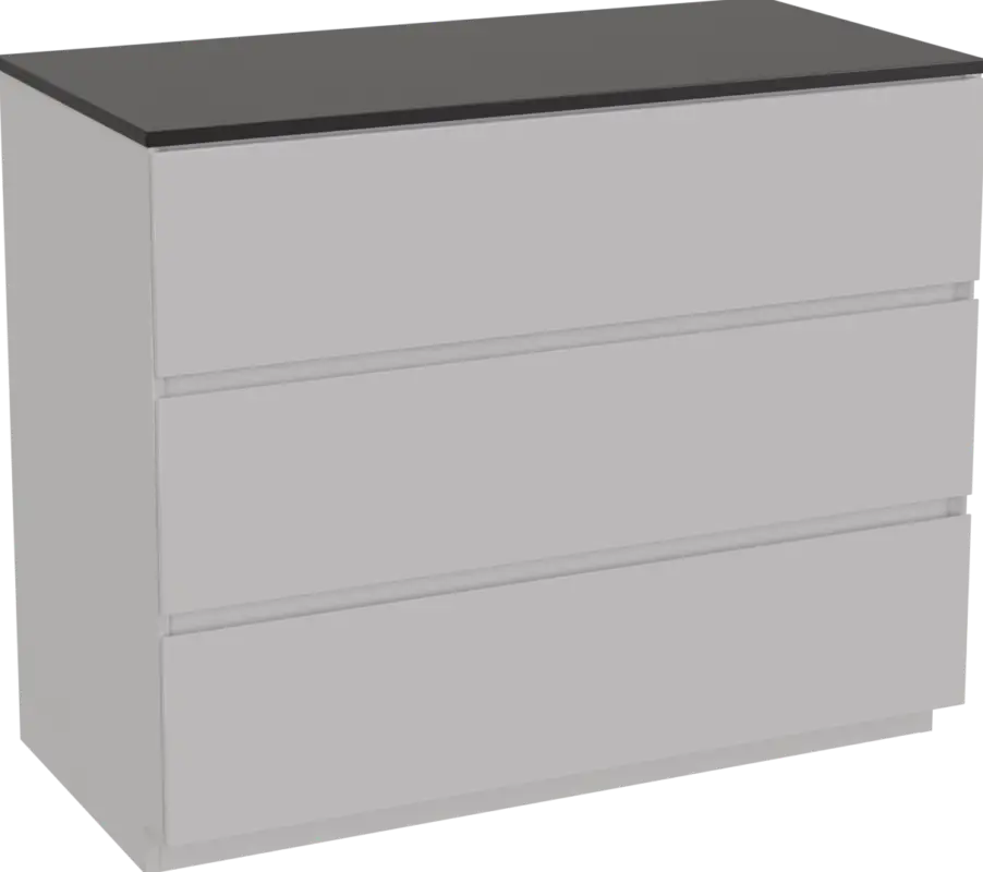 Storke Edge freistehendes Möbelstück Set: 105 x 52 cm, Weiß glänzend, mit Panton Einzel Waschtischplatte, Pulverbeschichtetes MDF Schwarz matt Zertifiziert