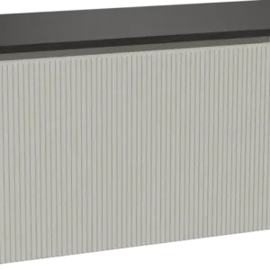 Zertifiziert Storke Ribs hängendes Möbelstück Set: 120 x 52 cm, Seidengrau, mit Panton Einzel- oder Doppel Waschtischplatte, Pulverbeschichtetes MDF, Schwarz matt, Vertikale symmetrische gerade Rippe