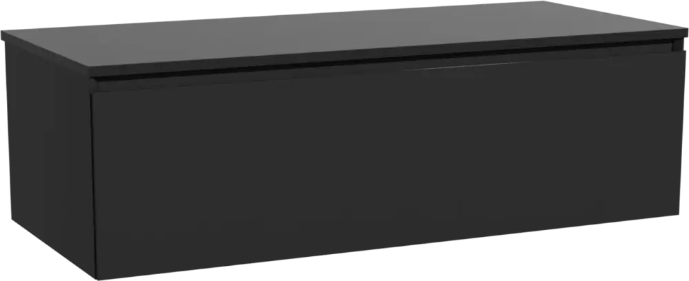 Top-Angebot Storke Edge hängendes Möbelstück Set: 120 x 52 cm, Schwarz matt, mit Panton Einzel- oder Doppel Waschtischplatte, Pulverbeschichtetes MDF Schwarz matt