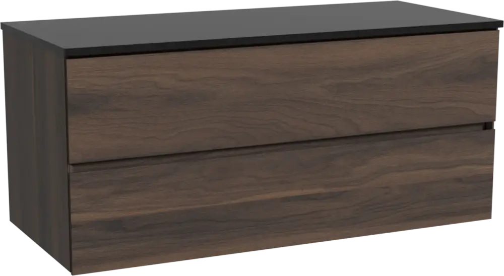 Beliebt Storke Edge hängendes Möbelstück Set: 120 x 52 cm, Nussbaum, mit Panton Einzel- oder Doppel Waschtischplatte, Pulverbeschichtetes MDF Schwarz matt