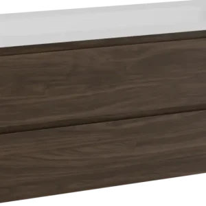 Aktuell Balmani Mitra hängendes Möbelstück Set: 120 x 55 cm, Amerikanischer Nussbaum, mit Tablo Arcato Einzelwaschtisch für 2 Armaturenlöcher, Solid Surface Weiß matt