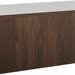 Angebot Balmani Moon hängendes Möbelstück Set: 130 x 55 cm, Amerikanischer Nussbaum, mit Moon Einzel- oder Doppel Waschtischplatte, Solid Surface, Weiß matt, Vertikale symmetrische gerade Rippe