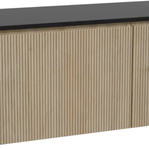 Top-Seller Storke Ribs hängendes Möbelstück Set: 120 x 52 cm, Rohe Eiche, mit Panton Einzel- oder Doppel Waschtischplatte, Pulverbeschichtetes MDF, Schwarz matt, Vertikale symmetrische gerade Rippe