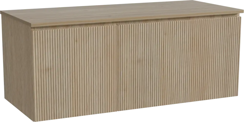 Wochenendangebot Storke Ribs hängendes Möbelstück Set: 120 x 52 cm, Rohe Eiche, mit Panton Einzel- oder Doppel Waschtischplatte, Melamin, Rohe Eiche, Vertikale symmetrische gerade Rippe