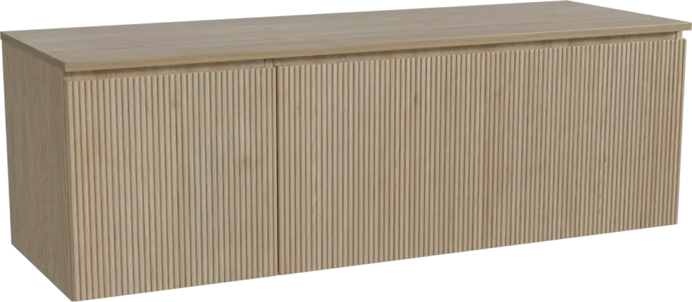 Heißes Angebot Storke Ribs hängendes Möbelstück Set: 150 x 52 cm, Rohe Eiche, mit Panton Einzel- oder Doppel Waschtischplatte, Melamin, Rohe Eiche, Vertikale symmetrische gerade Rippe