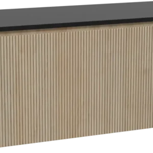 Versand Am Gleichen Tag Storke Ribs hängendes Möbelstück Set: 130 x 52 cm, Rohe Eiche, mit Panton Einzel- oder Doppel Waschtischplatte, Pulverbeschichtetes MDF, Schwarz matt, Vertikale symmetrische gerade Rippe