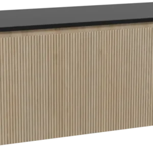 Top-Preis Storke Ribs hängendes Möbelstück Set: 150 x 52 cm, Rohe Eiche, mit Panton Einzel- oder Doppel Waschtischplatte, Pulverbeschichtetes MDF, Schwarz matt, Vertikale symmetrische gerade Rippe