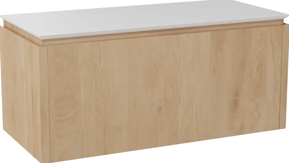 Balmani Eclips hängendes Möbelstück Set: 120 x 55 cm, Eiche Natur, mit Eclips Einzel- oder Doppel Waschtischplatte Solid Surface Weiβ matt Top-Angebot