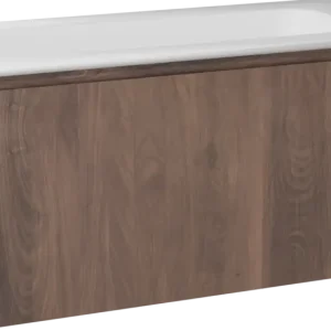 Balmani Eclips hängendes Möbelstück Set: 120 x 55 cm, Amerikanischer Nussbaum, mit Eclips Einzelwaschtisch Solid Surface Weiβ matt Neue Kollektion