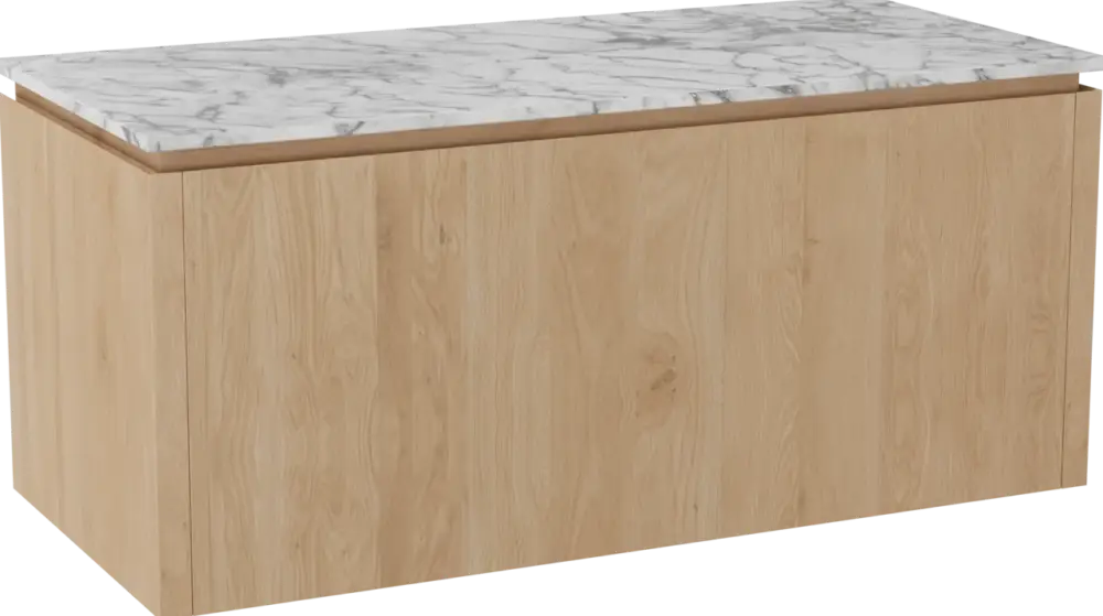 Balmani Eclips hängendes Möbelstück Set: 120 x 55 cm, Eiche Natur, mit Stretto Einzel- oder Doppel Waschtischplatte Carrara-Marmor Online Kaufen