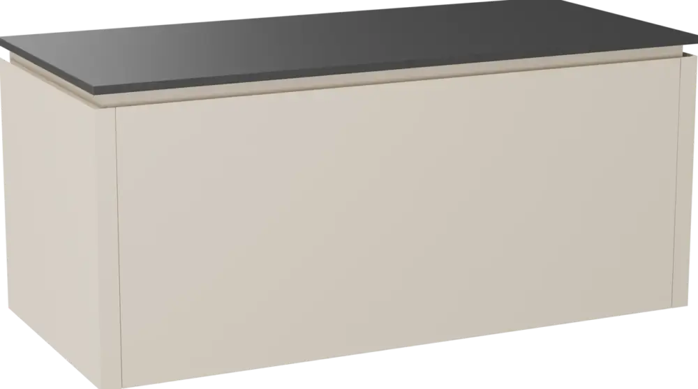 Balmani Eclips hängendes Möbelstück Set: 120 x 55 cm, Sandbeige, mit Stretto Einzel Waschtischplatte Granit poliert Versand Am Gleichen Tag