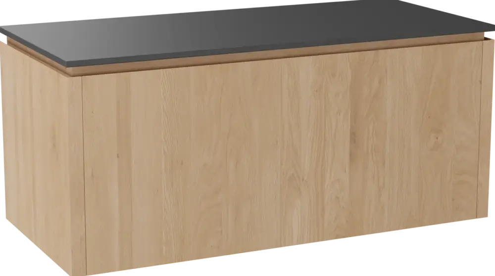 Balmani Eclips hängendes Möbelstück Set: 120 x 55 cm, Eiche Natur, mit Stretto Einzel Waschtischplatte Granit poliert Abverkauf