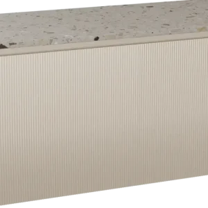 Balmani Eclips hängendes Möbelstück Set: 120 x 55 cm, Sandbeige, mit Stretto Einzel- oder Doppel Waschtischplatte Greige Terrazzo, Vertikale symmetrische gerade Rippe Kracherpreis