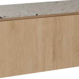 Balmani Eclips hängendes Möbelstück Set: 120 x 55 cm, Eiche Natur, mit Stretto Einzel- oder Doppel Waschtischplatte Greige Terrazzo Letzte Chance