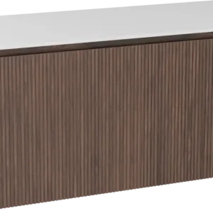 Balmani Eclips hängendes Möbelstück Set: 120 x 55 cm, Amerikanischer Nussbaum, mit Stretto Einzel- oder Doppel Waschtischplatte Solid Surface Weiβ matt, Vertikale symmetrische gerade Rippe Sofort Bestellen