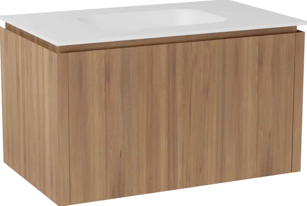 Balmani Eclips hängendes Möbelstück Set: 90 x 55 cm, Teak, mit Tablo Arcato Einzelwaschtisch Solid Surface Weiβ matt Sale