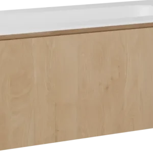 Balmani Eclips hängendes Möbelstück Set: 120 x 55 cm, Eiche Natur, mit Tablo Arcato Einzelwaschtisch mit 2 Bohrungen Solid Surface Weiβ matt Top-Seller