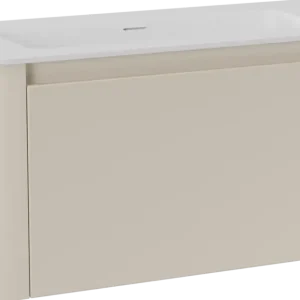 Top-Seller Storke Soft hängendes Möbelstück Set: 100 x 46 cm, Sand Matt, mit Mata Soft Einzelwaschtisch Solid Surface Weiβ matt