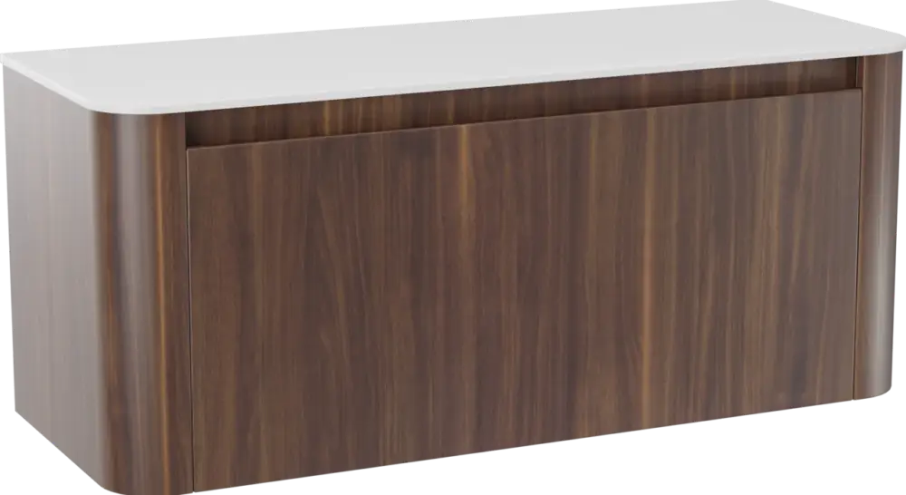 Meistverkauft Storke Soft hängendes Möbelstück Set: 120 x 46 cm, Nussbaum, mit Tavola Soft Einzel- oder Doppel Waschtischplatte Solid Surface Weiβ matt