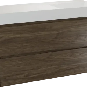 Aktuell Balmani Mitra Compact hängendes Möbelstück Set: 120 x 46 cm, Amerikanischer Nussbaum, mit Argila Waschtisch rechts Marmorkomposit Weiβ matt