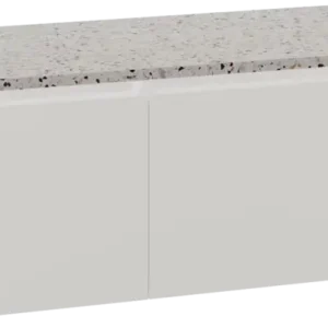 Top-Preis Storke Edge hängendes Möbelstück Set: 120 x 52 cm, Weiß glänzend, mit Tavola Einzel- oder Doppel Waschtischplatte, Terrazzo in Weiß/Schwarz matt