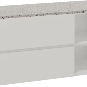 Zertifiziert Storke Edge hängendes Möbelstück Set: 120 x 52 cm, Weiß glänzend, mit Tavola Einzel- oder Doppel Waschtischplatte, Terrazzo in Weiß/Schwarz matt