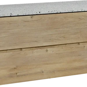 Top-Preis Storke Edge hängendes Möbelstück Set: 120 x 52 cm, Rohe Eiche, mit Tavola Einzel- oder Doppel Waschtischplatte, Terrazzo in Weiß/Schwarz matt