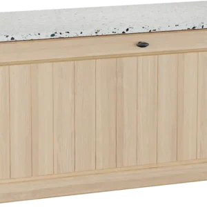 Angebot Balmani Lemon hängendes Möbelstück Set: 120 x 55 cm, Naturbelassene Eiche Furnier, mit Stretto Einzel- oder Doppel Waschtischplatte, Terrazzo in Weiß/Schwarz matt