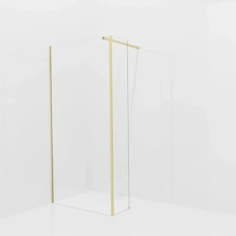 Direktkauf Balmani Modular Walk-In Dusche mit fester Seitenwand: 100 x 200 cm, Klarglas mit mattiertem Streifen, Profil Brushed Champagne Gold
