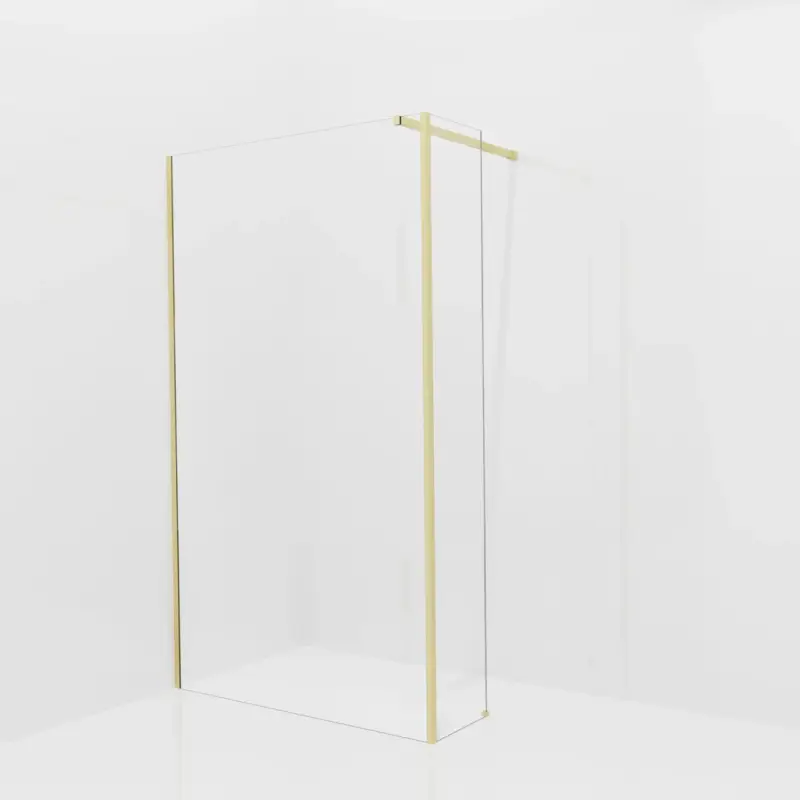 Abverkauf Balmani Modular Walk-In Dusche mit fester Seitenwand: 120 x 200 cm, Klarglas mit mattiertem Streifen, inklusive Coating, Profil Brushed Champagne Gold