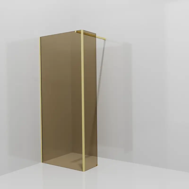Abverkauf Balmani Modular Walk-In Dusche mit fester Seitenwand: 90 x 200 cm, Bronze Glas, inklusive Coating, Profil Brushed Champagne Gold