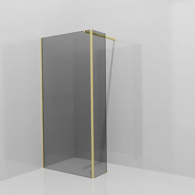 Angebot Balmani Modular Walk-In Dusche mit fester Seitenwand: 100 x 200 cm, Rauchglas, inklusive Coating, Profil Brushed Champagne Gold