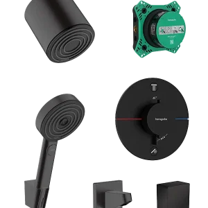 Geprüft Hansgrohe Showerselect Comfort S Duschsystem: Unterputz, inkl. Thermostat-Duscharmatur, inkl. Duschkopf, 10,5 cm, Schwarz Matt