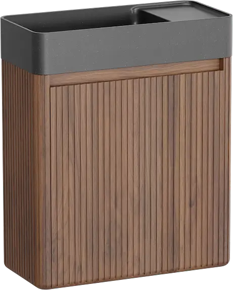 Balmani Fara Ribs hängendes WC-Möbel-Set, 45 x 22 cm, Amerikanischer Nussbaum mit Fara Waschtisch in Geschliffener Granit Top-Preis