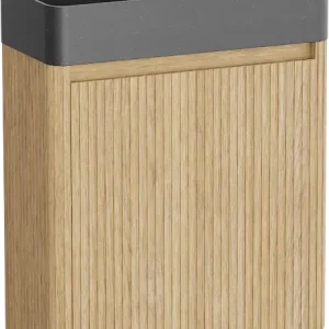 Angebot Balmani Fara Ribs hängendes WC-Möbel-Set, 45 x 22 cm, Eiche Natur mit Fara Waschtisch in Geschliffener Granit
