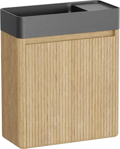 Angebot Balmani Fara Ribs hängendes WC-Möbel-Set, 45 x 22 cm, Eiche Natur mit Fara Waschtisch in Geschliffener Granit