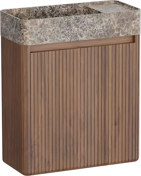 Günstig Balmani Fara Ribs hängendes WC-Möbel-Set, 45 x 22 cm, Amerikanischer Nussbaum mit Fara Waschtisch in Dark Emperador Marmor