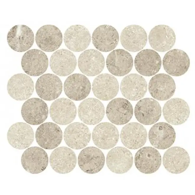 Margres Pure Stone White/Light Grey Anpoliert Mosaik Circles 28x32 cm Top-Seller