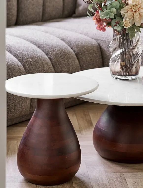 Beistelltisch Heide aus Mangoholz/Marmor von House Nordic Markenprodukt