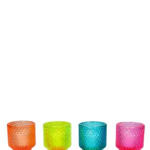 4er Set Neon Kerzenhalter aus Glas von GiftCompany Billig