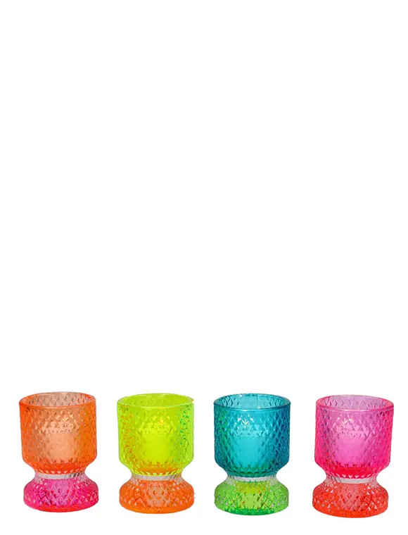 4er Set Neon Kerzenhalter aus Glas von GiftCompany Billig
