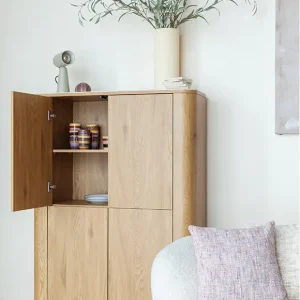 Cabinet Almira, Holz/Marmoroptik von White Label Living Begrenztes Angebot