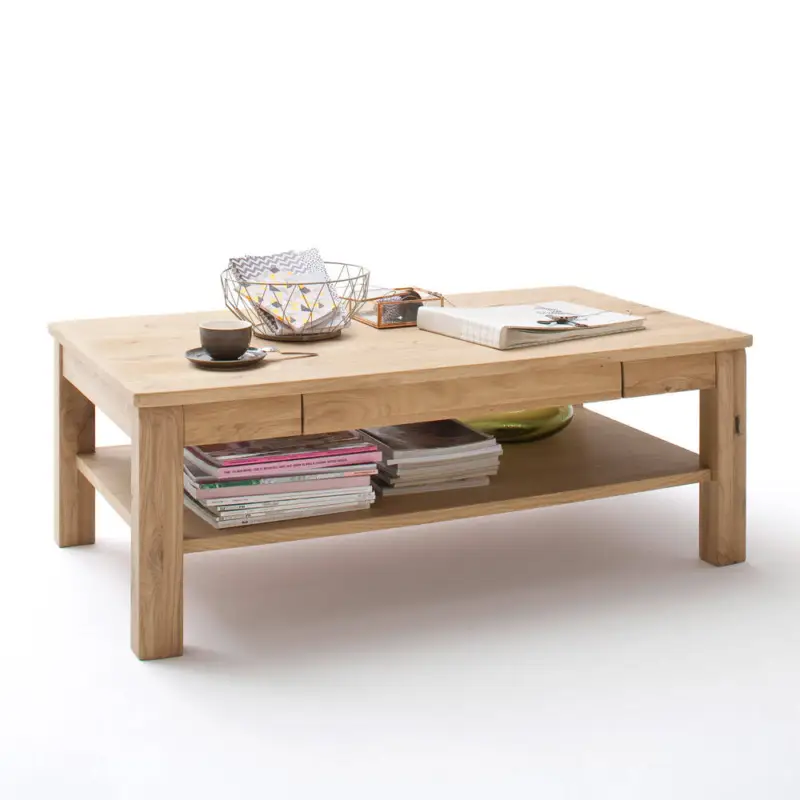 Couchtisch SAMARA-05 Wohnzimmer-Tisch aus Asteiche Bianco massiv - B/H/T: 117/42/65cm Versand Am Gleichen Tag