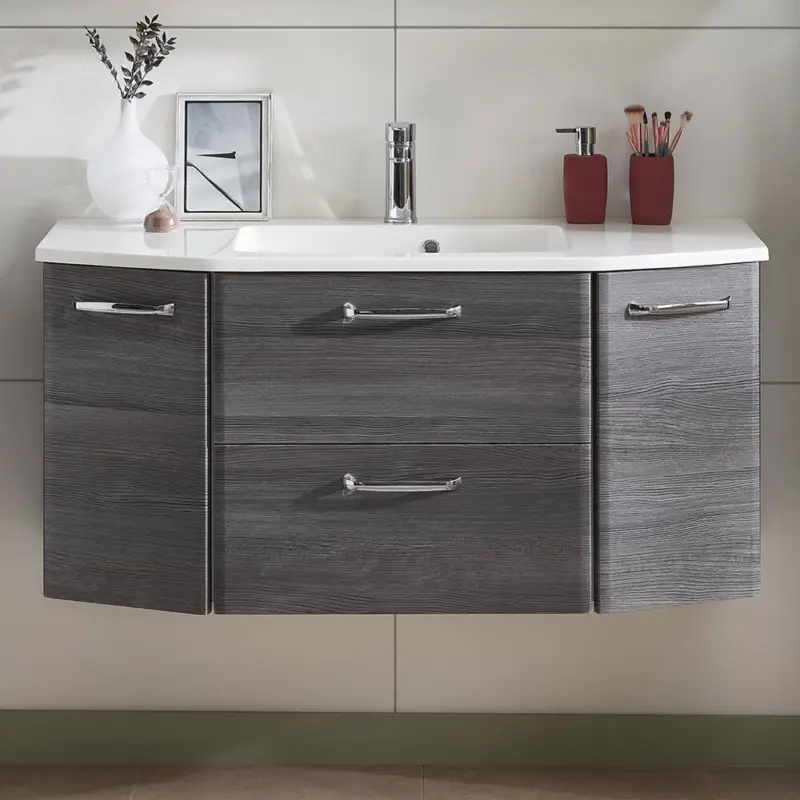 Zertifiziert Waschtisch mit 115cm Waschbecken ALINA-66 in Graphit Struktur, B/H/T: 112/53,5/48cm