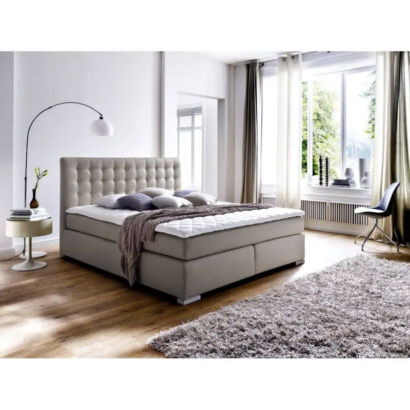 Abverkauf Boxspringbett IMOLA-114 200x200 in Muddy Schlamm Ton, Härtegrad H3