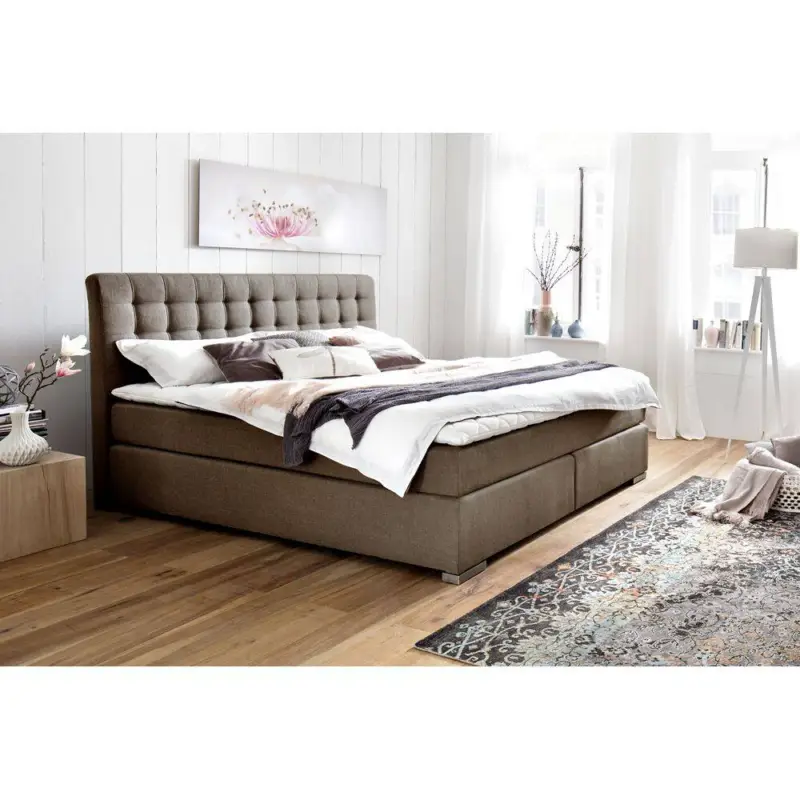 Zertifiziert Boxspringbett 200x200 cm LORETO-114 in Hugo Braun, Härtegrad H3