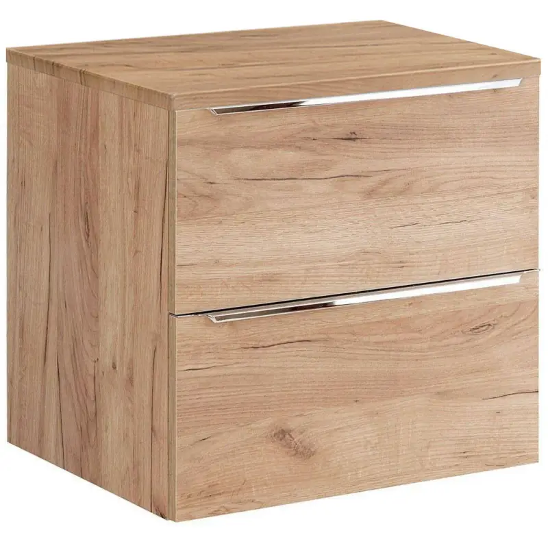 Zertifiziert Waschtischunterschrank 61cm mit 2 Auszügen TOSKANA-56 in Wotaneiche, B/H/T ca. 61/59,5/46 cm