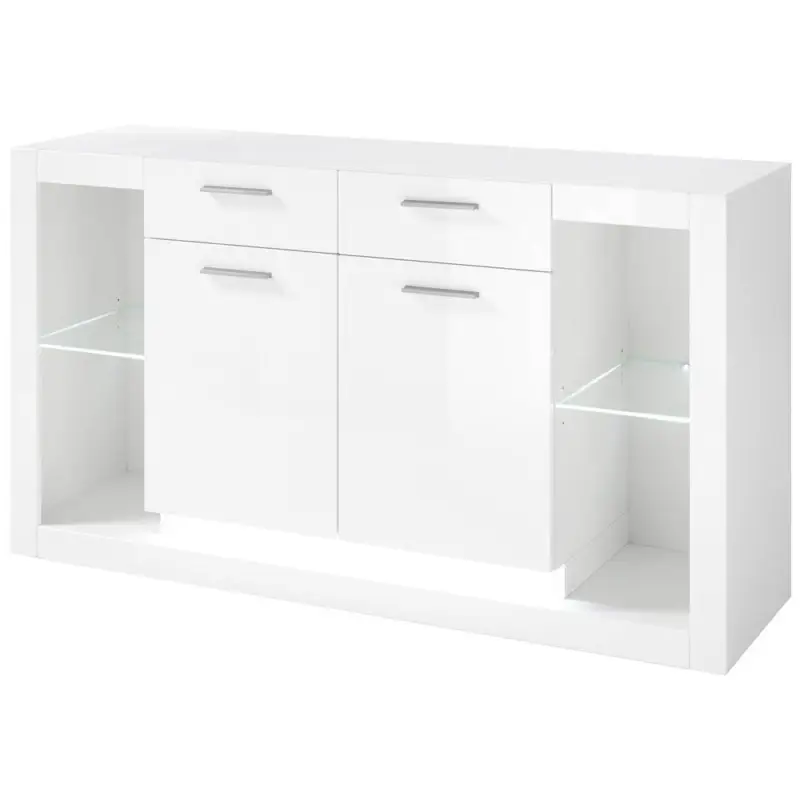 Preiswert Sideboard in Hochglanz weiß MAILAND-61 inkl. LED-Beleuchtung B/H/T: 150/83/43cm