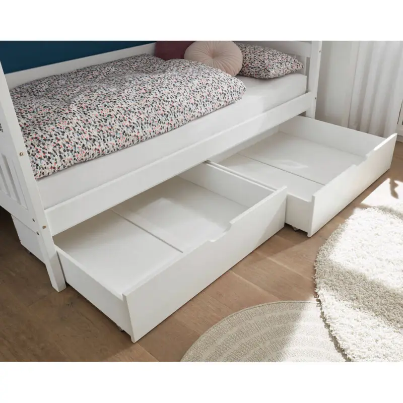 Top-Angebot Bettschubkasten universal Kiefer massiv im 2er-Set LUANA-78, modern, in weiß, B/H/T: ca. 99/26/91 cm