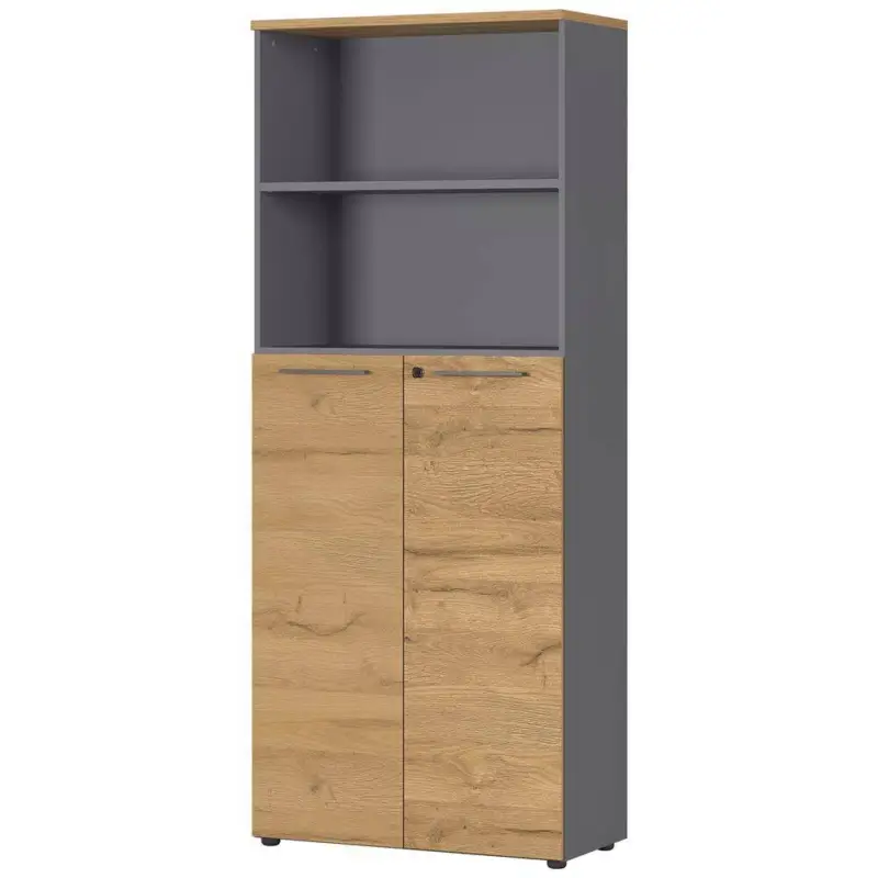Aktenschrank Kombischrank 80cm AURAY-01 Graphit/Grandson-Eiche-Nb. B/H/T ca. 80/197/40cm Sale
